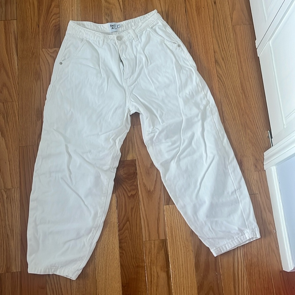 Princess Polly parachute white jeans